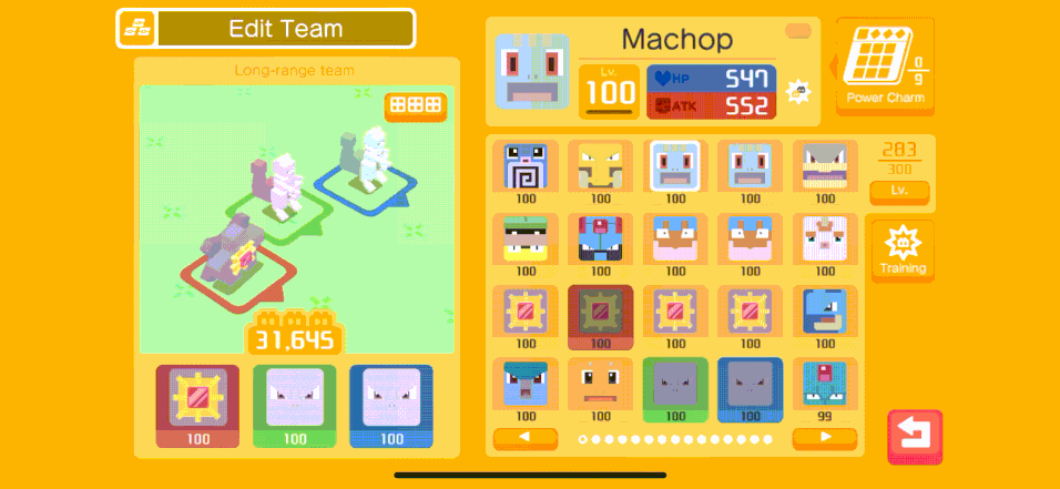 Example of quick stats in Pokémon Quest